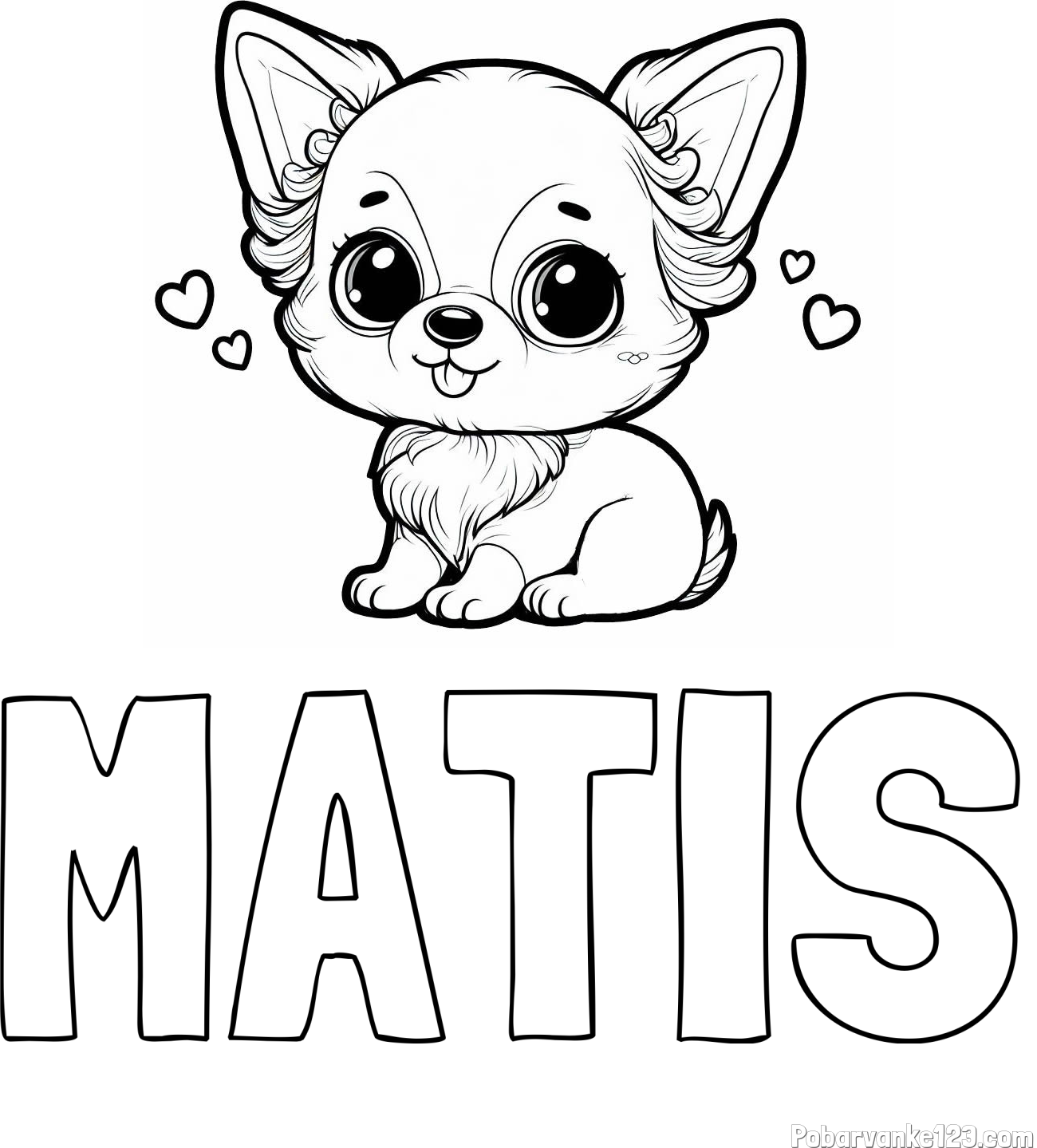 Pobarvanka imena MATIS in pobarvanka čivave