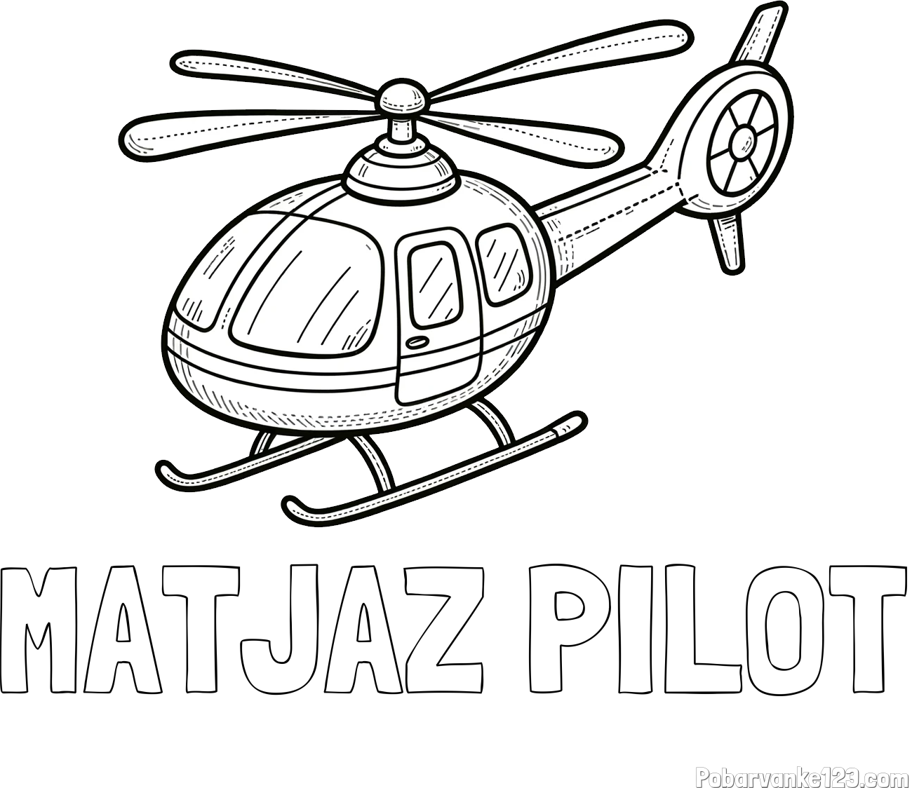 Pobarvanka imena MATJAŽ PILOT in pobarvanka manjšega helikopterja