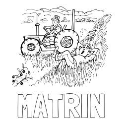 Online izdelana pobarvanka - Pobarvanka imena MATRIN in pobarvanka traktor