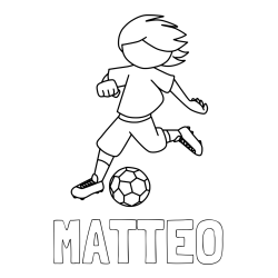Online izdelana pobarvanka - Pobarvanka imena MATTEO in otroška pobarvanka preprosto ilustriranega nogometaša