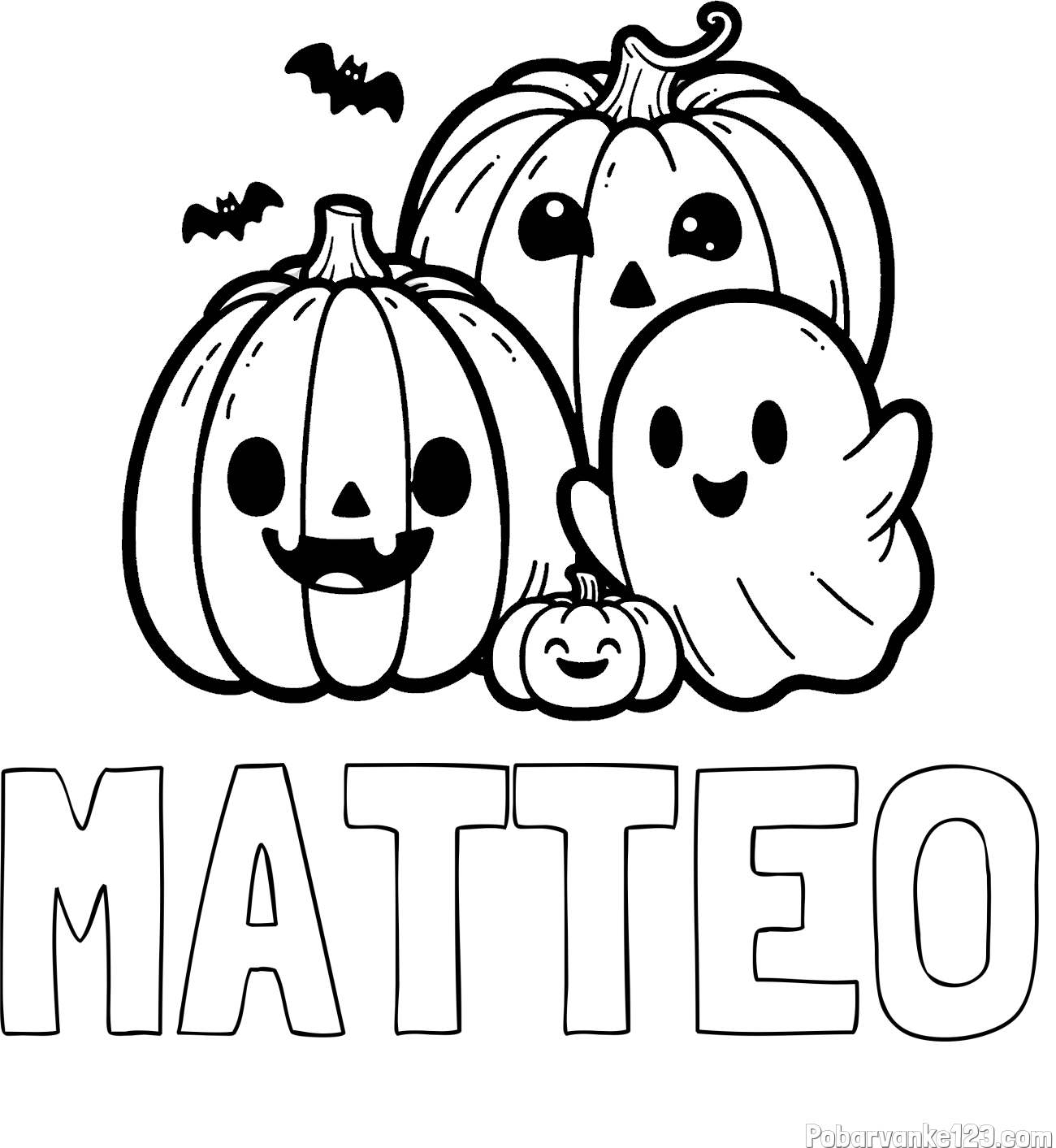 Pobarvanka imena MATTEO in pobarvanka duhca in buč za noč čarovnic