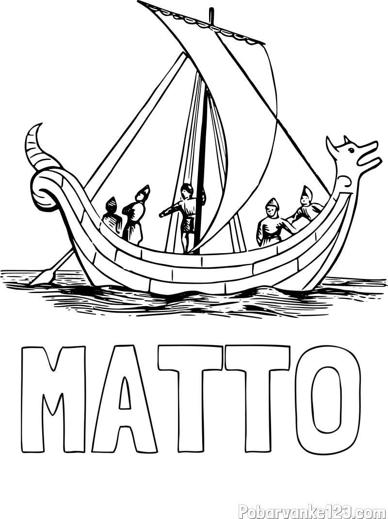 Pobarvanka imena MATTO in pobarvanka majhne ladje