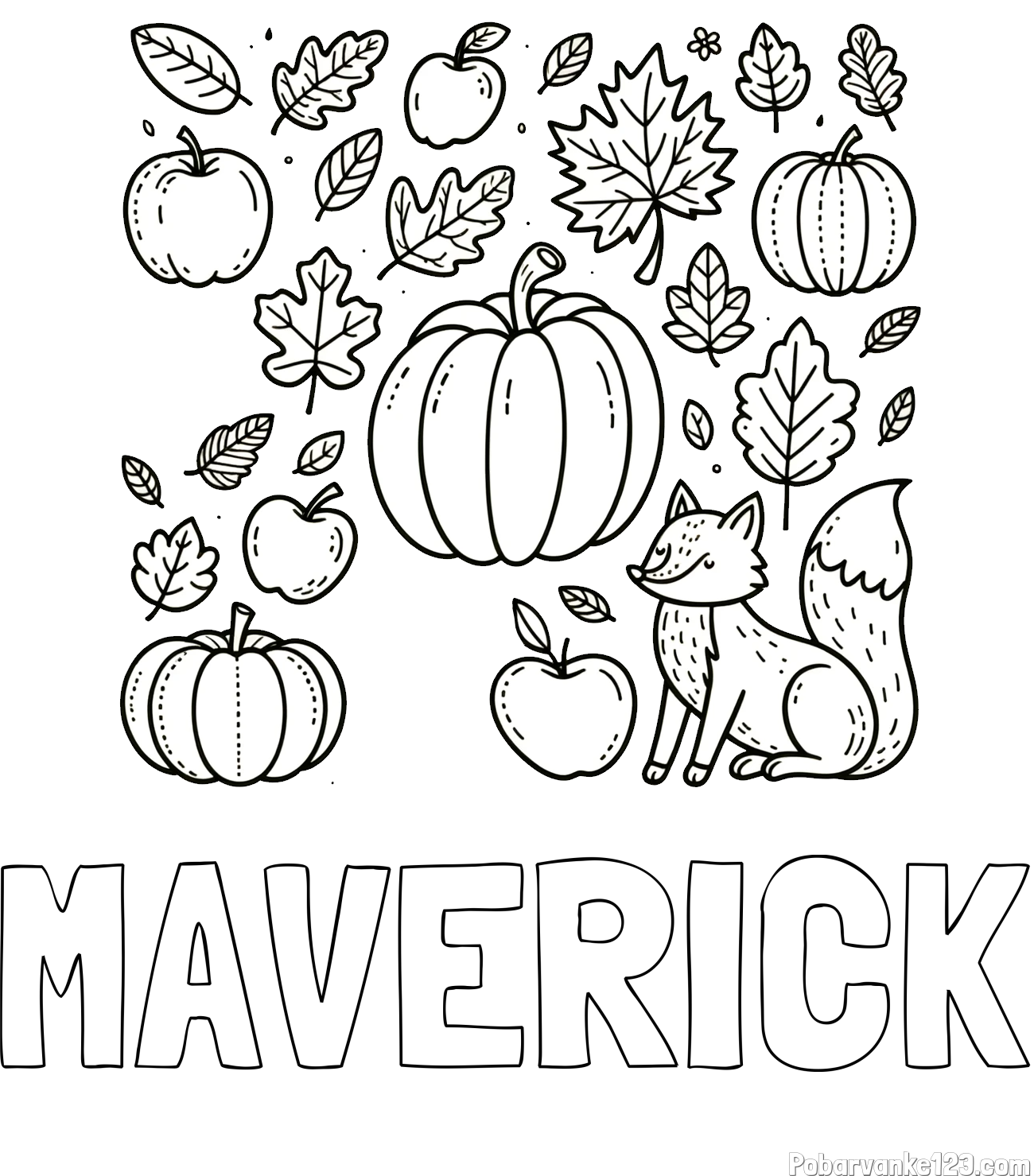 Pobarvanka imena MAVERICK in pobarvanka z motivom jeseni