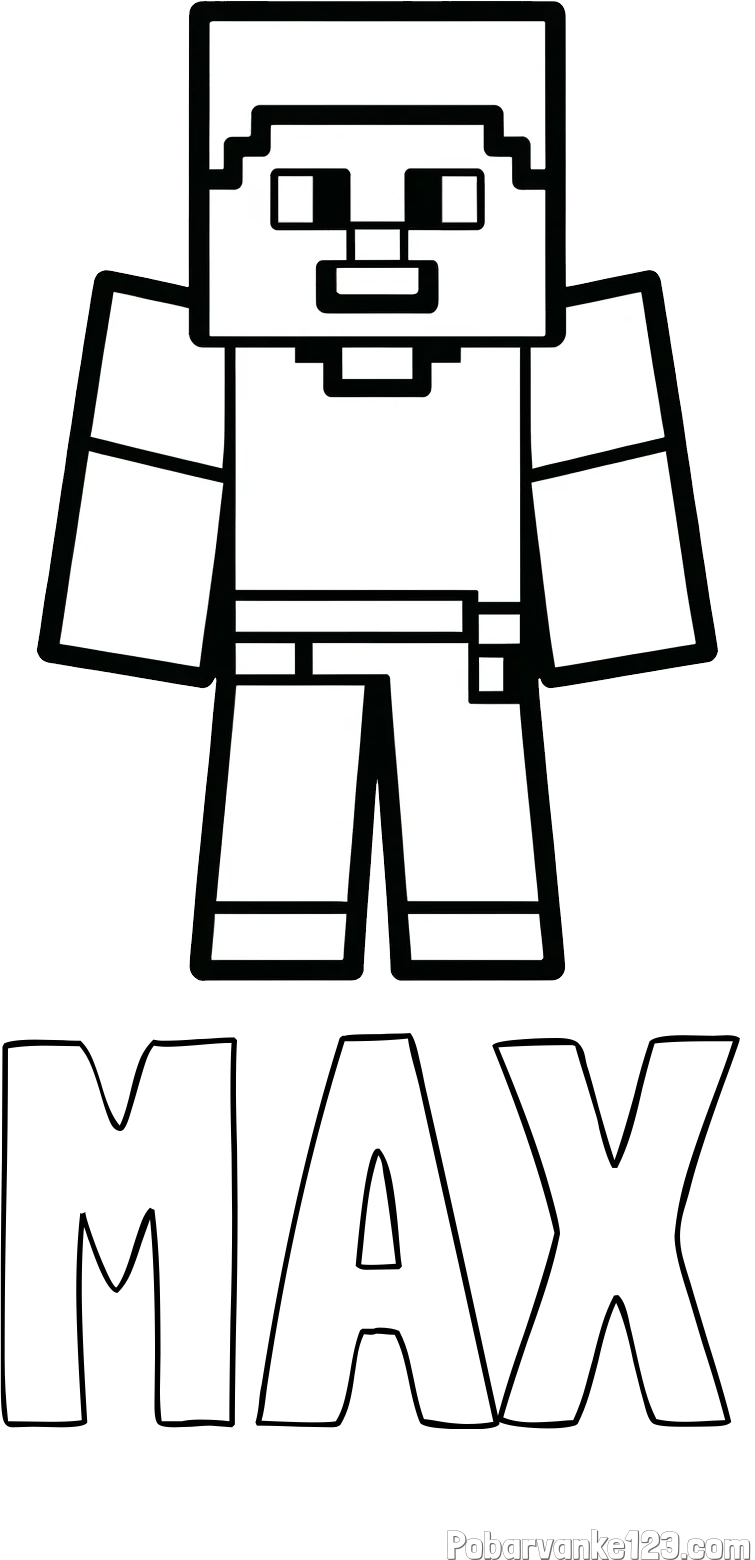 Pobarvanka imena MAX in pobarvanka Minecraft figurice