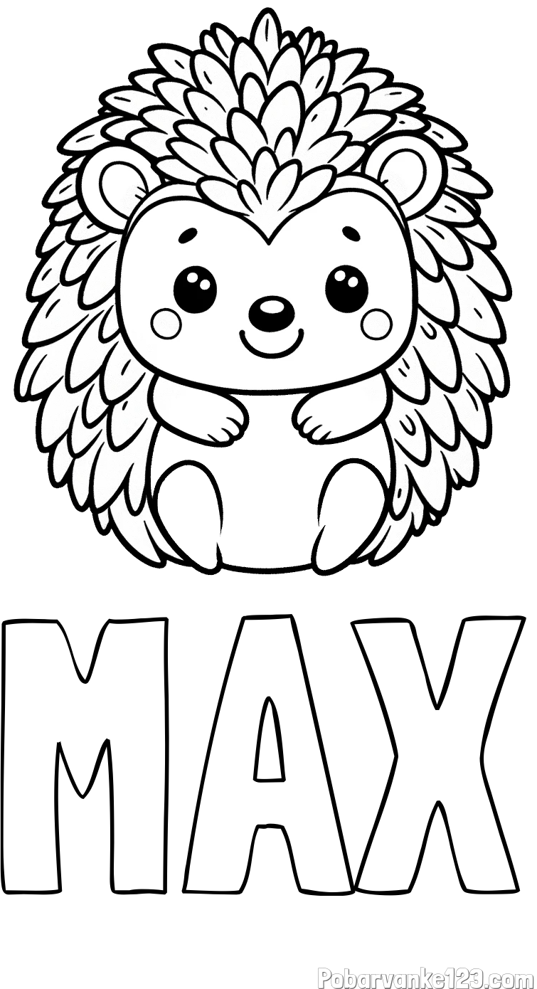 Pobarvanka imena MAX in pobarvanka prikupnega ježa