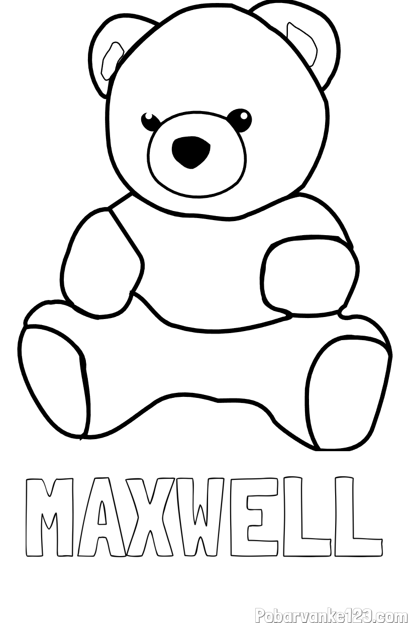Pobarvanka imena MAXWELL in pobarvanka medvedka