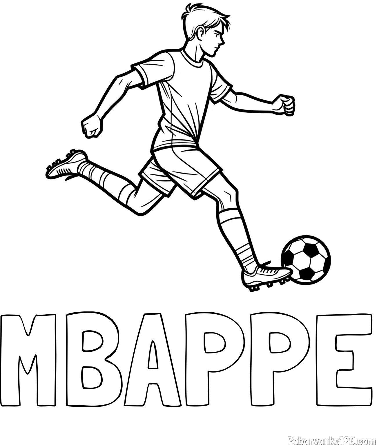 Pobarvanka imena MBAPPE in pobarvanka nogometaša v napadu