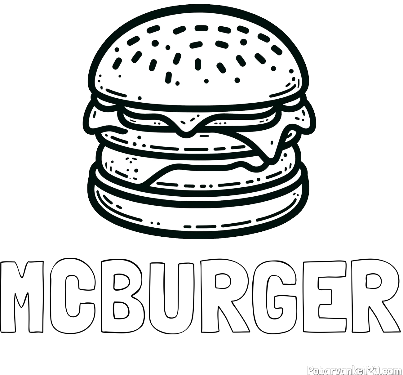 Pobarvanka imena MCBURGER in preprosta pobarvanka hamburgerja