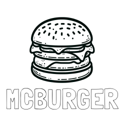 Online izdelana pobarvanka - Pobarvanka imena MCBURGER in preprosta pobarvanka hamburgerja