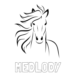 Online izdelana pobarvanka - Pobarvanka imena MEDLODY in lepa pobarvanka konja