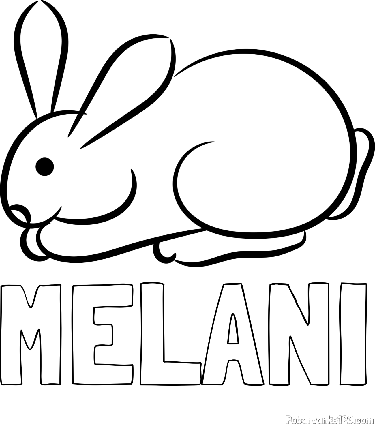 Pobarvanka imena MELANI in pobarvanka majhnega zajčka