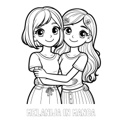 Online izdelana pobarvanka - Pobarvanka imena MELANIJA IN MANCA in pobarvanka ljubkih prijateljic