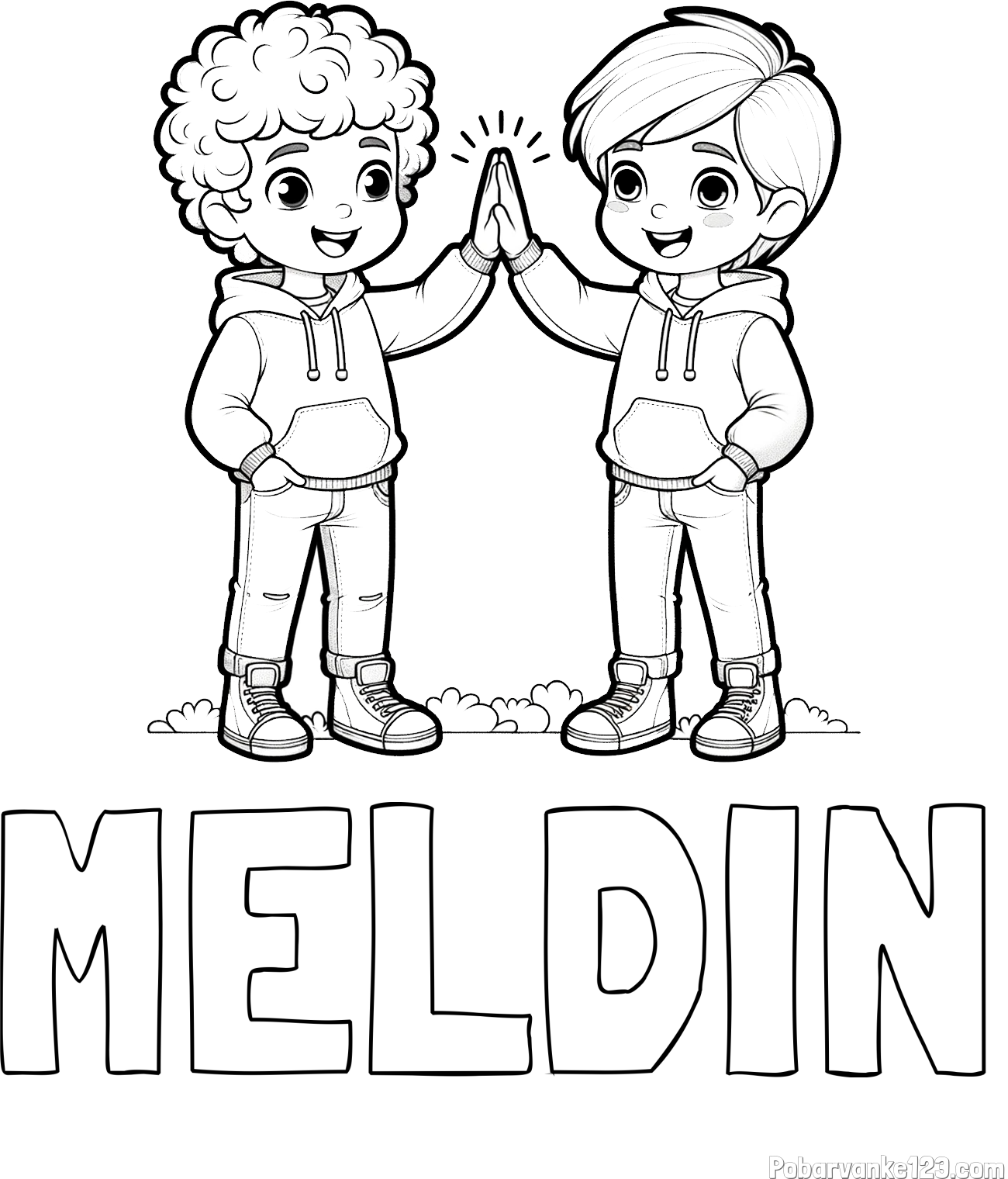 Pobarvanka imena MELDIN in pobarvanka prijatlejev