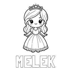 Online izdelana pobarvanka - Pobarvanka imena MELEK in pobarvanka ljubke princeske
