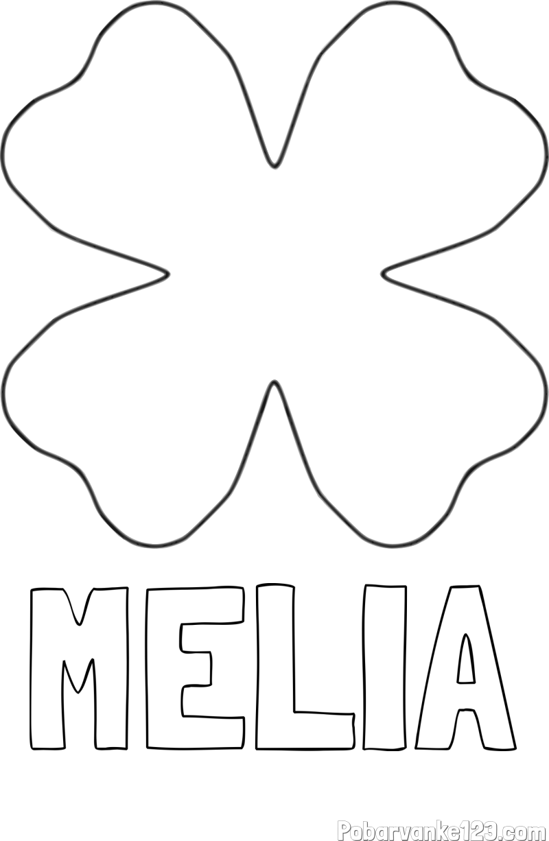 Pobarvanka imena MELIA in pobarvanka štiriperesna deteljica