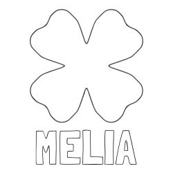 Online izdelana pobarvanka - Pobarvanka imena MELIA in pobarvanka štiriperesna deteljica