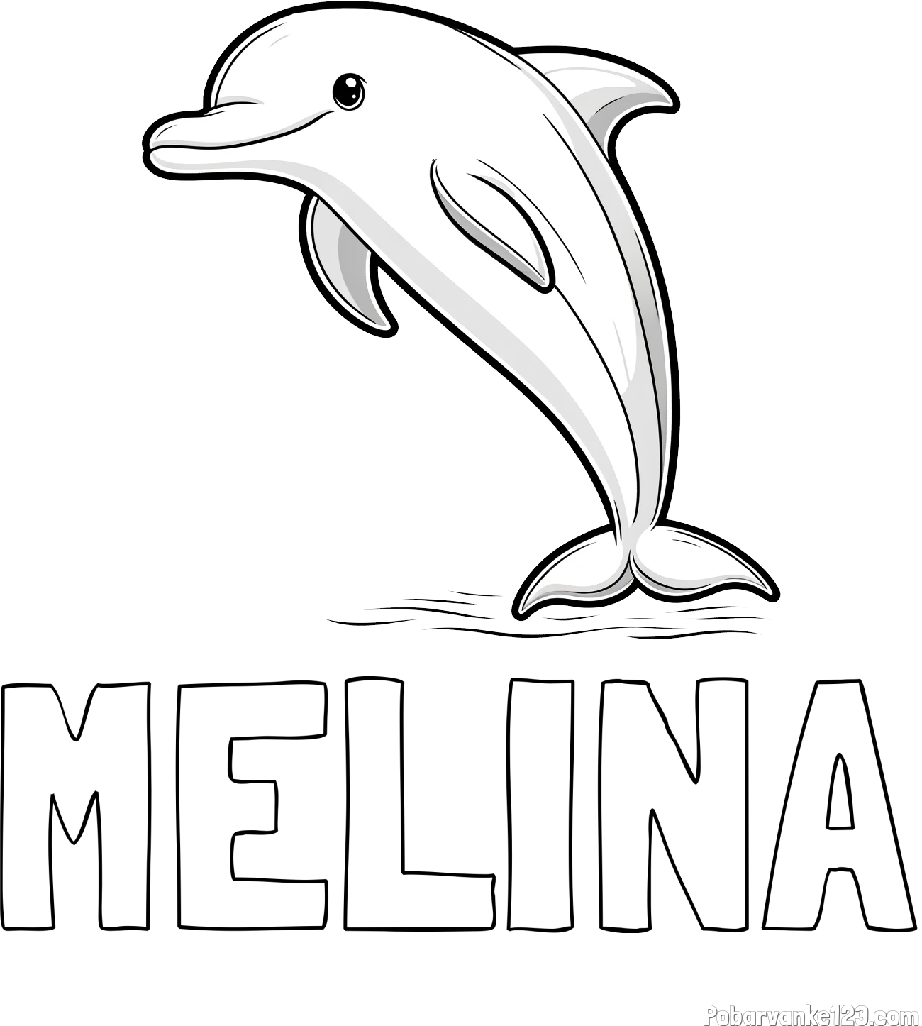 Pobarvanka imena MELINA in pobarvanka delfina