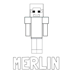 Online izdelana pobarvanka - Pobarvanka imena MERLIN in pobarvanka Minecraft glavnega junaka