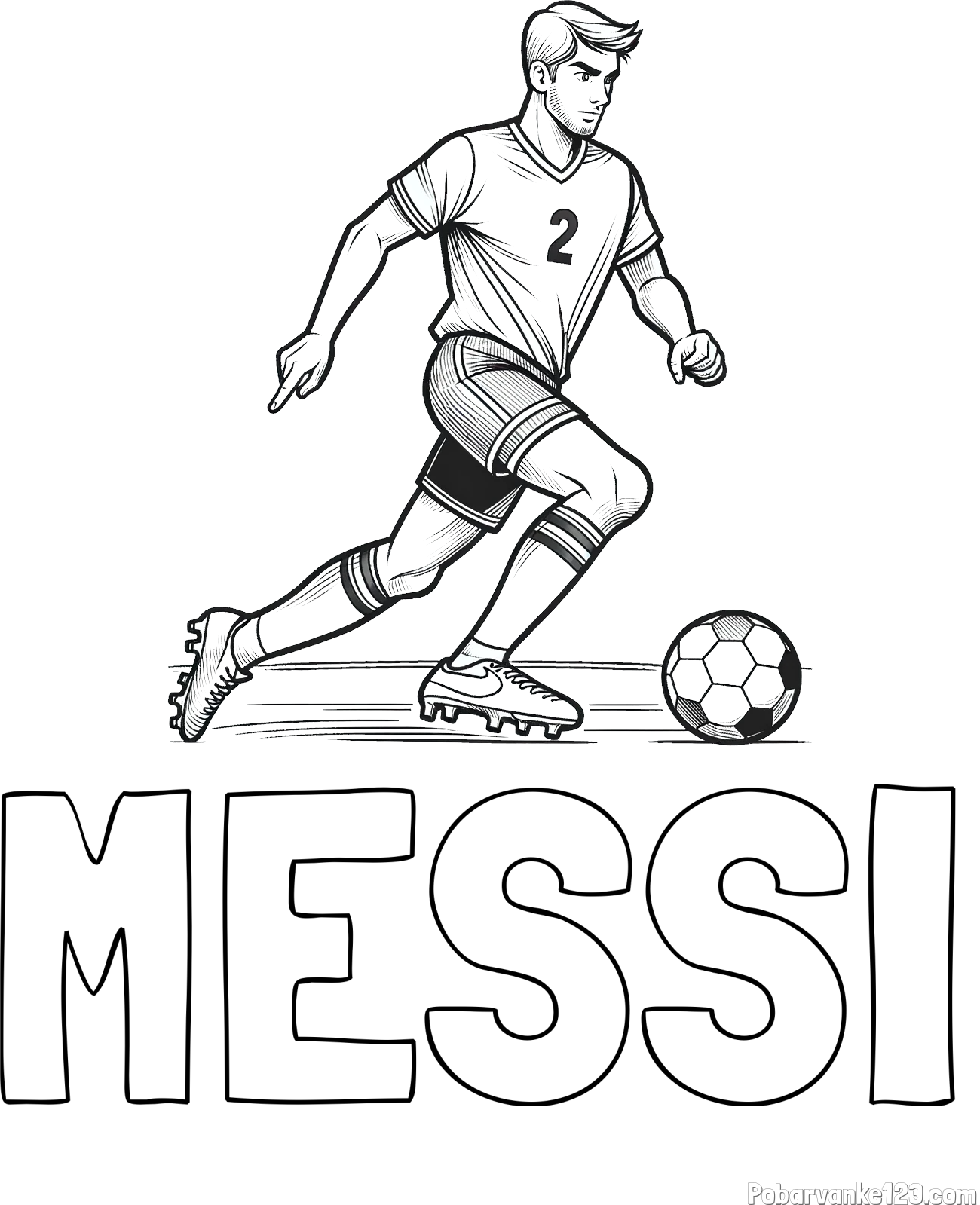 Pobarvanka imena MESSI in pobarvanka nogometaša