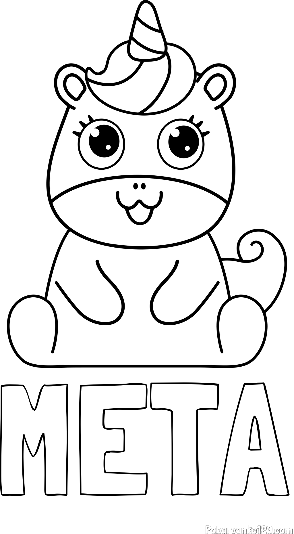 Pobarvanka imena META in pobarvanka čudovitega samoroga Unicorn
