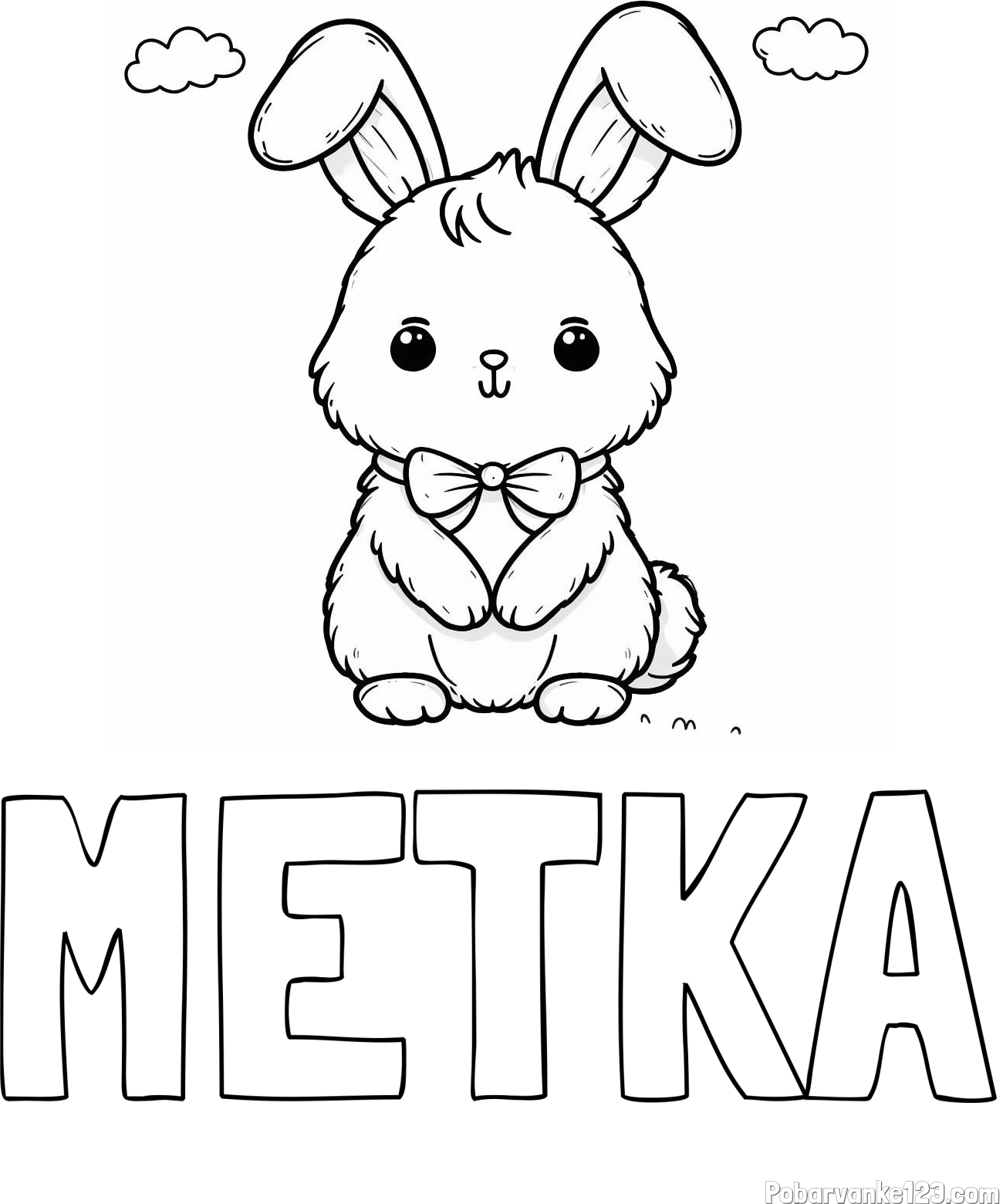 Pobarvanka imena METKA in pobarvanka prikupnega zajčka