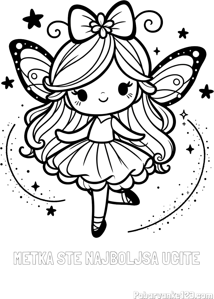 Pobarvanka imena METKA STE NAJBOLJŠA UČITE in ljubka čarobna vila