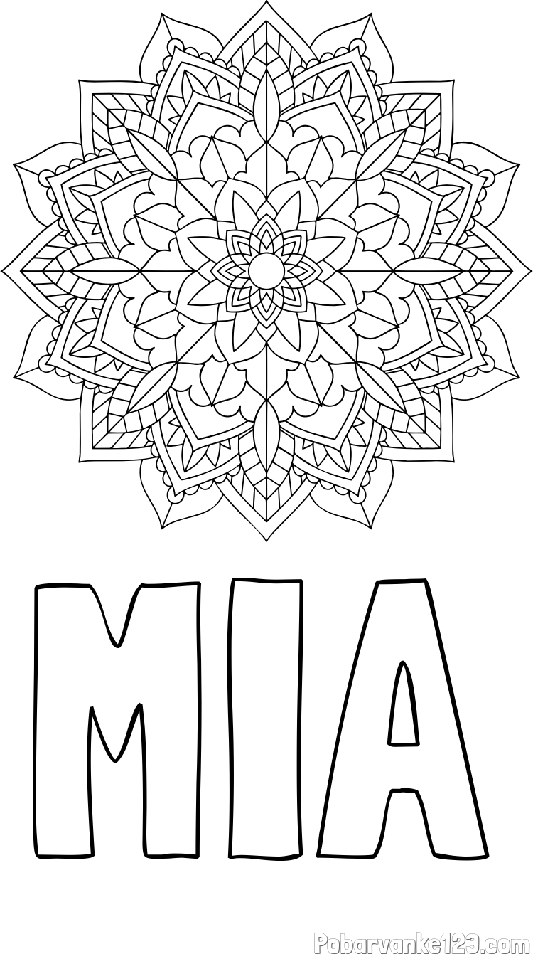 Pobarvanka imena MIA in Čudovita pobarvanka mendale
