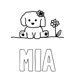 Pobarvanka imena MIA in KUŽIKA