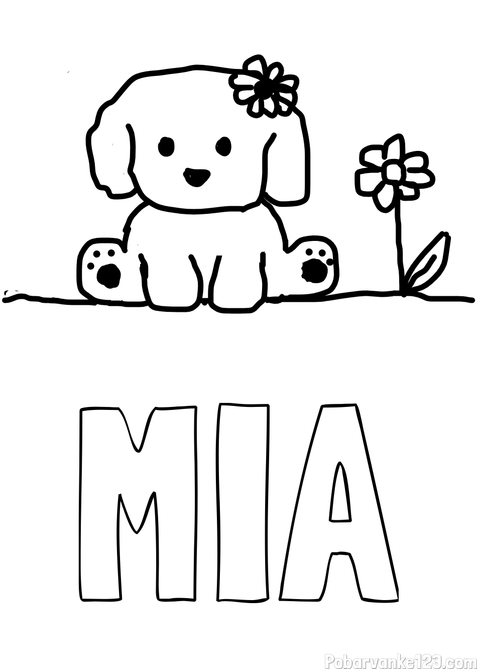 Pobarvanka imena MIA in KUŽIKA