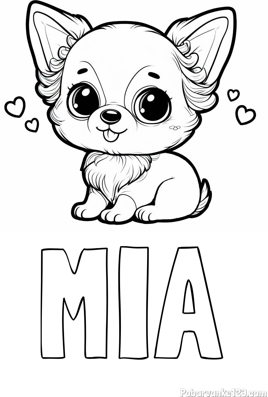 Pobarvanka imena MIA in pobarvanka čivave