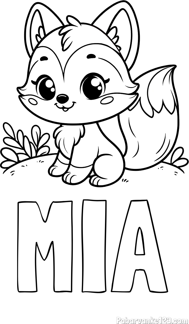 Pobarvanka imena MIA in pobarvanka lisičke
