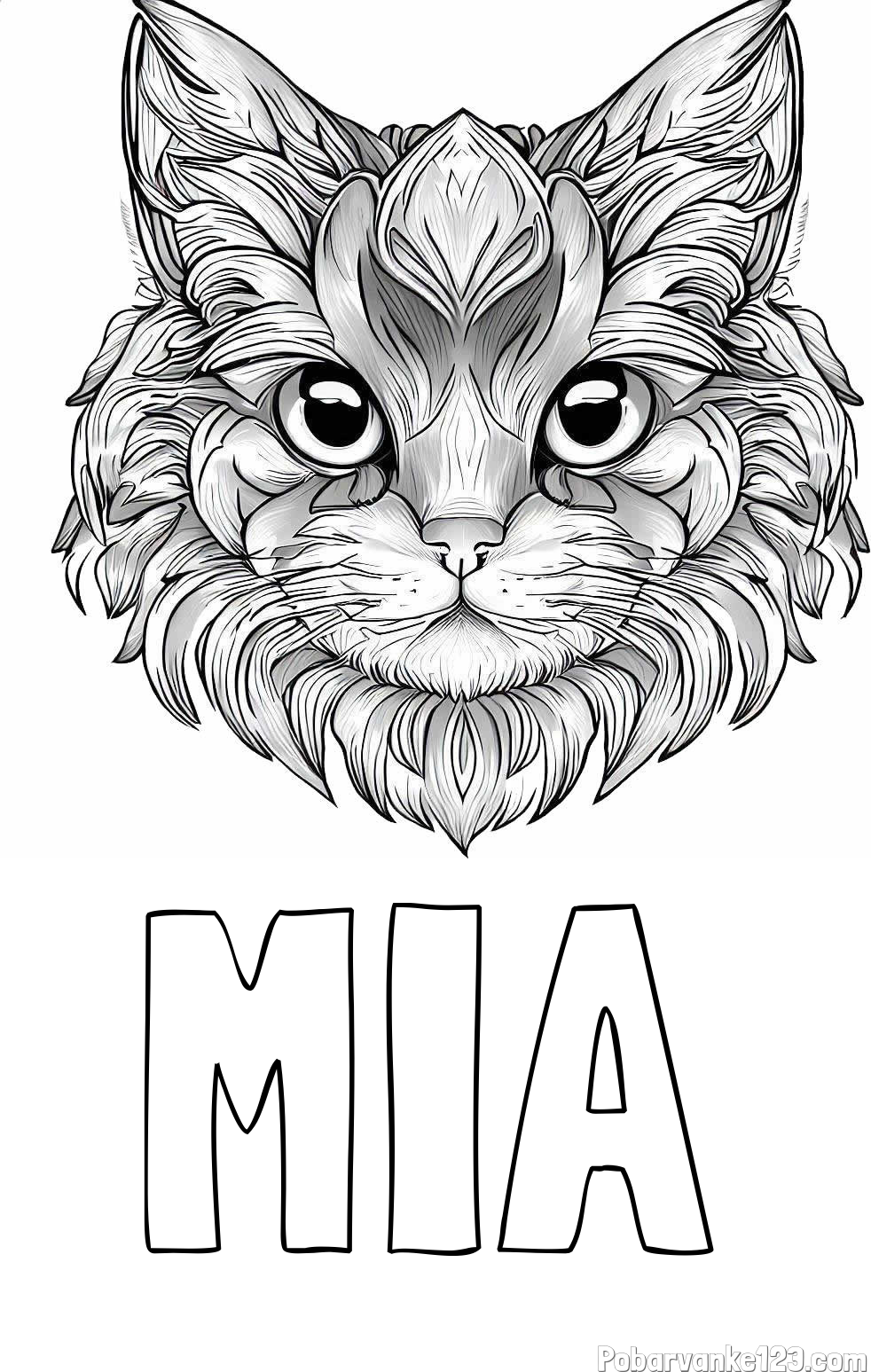 Pobarvanka imena MIA in pobarvanka mačke