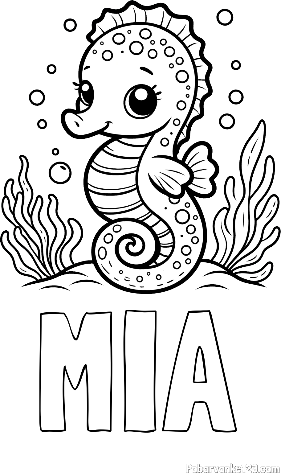 Pobarvanka imena MIA in pobarvanka morskega konjička