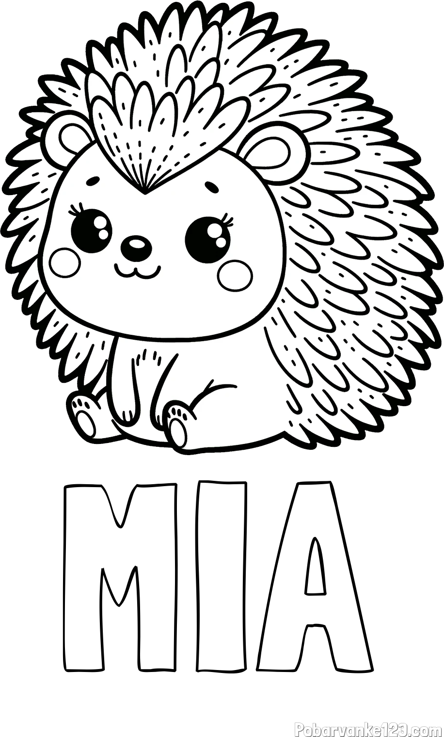 Pobarvanka imena MIA in pobarvanka nasmejanega ježka
