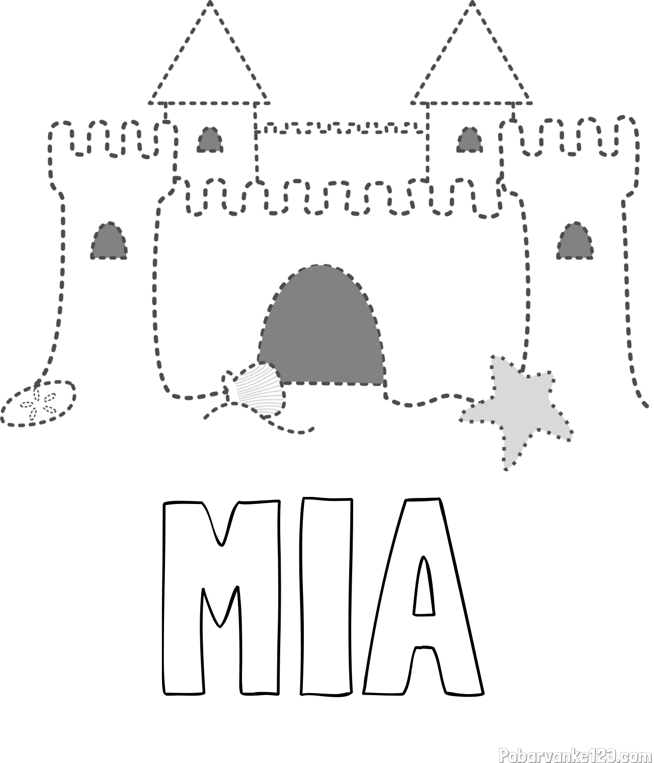 Pobarvanka imena MIA in pobarvanka peščenega gradu