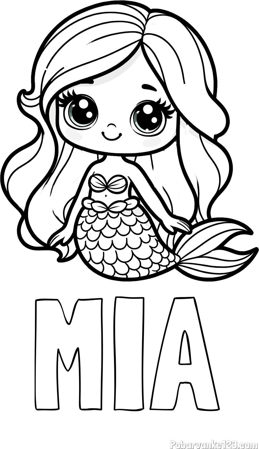 Pobarvanka imena MIA in pobarvanka prikupne morske deklice