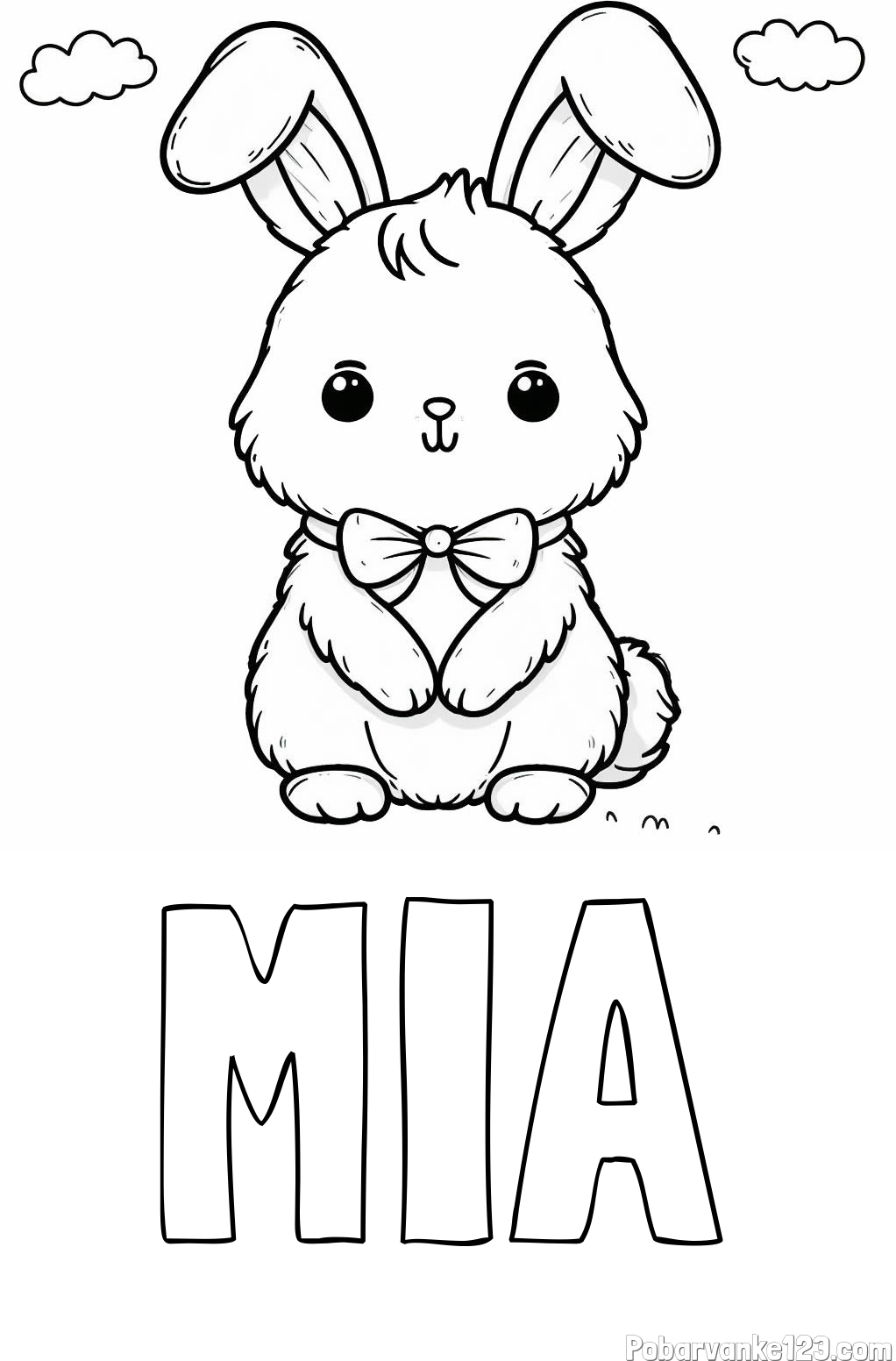 Pobarvanka imena MIA in pobarvanka prikupnega zajčka