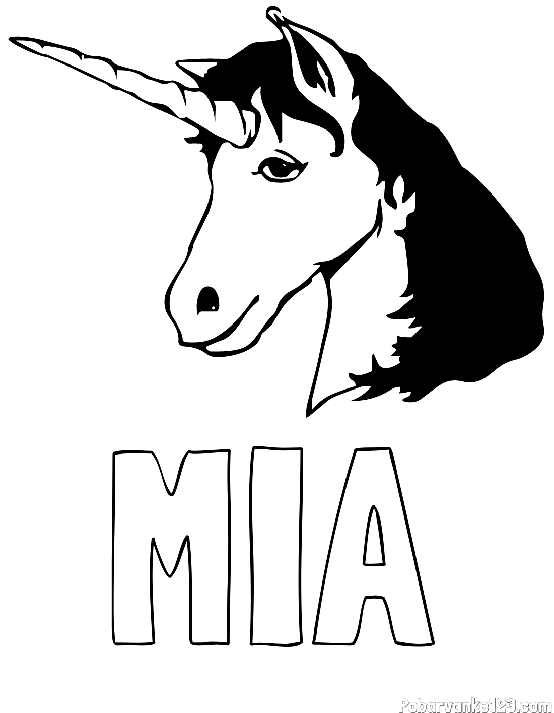 Pobarvanka imena MIA in pobarvanka samorog