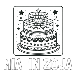 Online izdelana pobarvanka - Pobarvanka imena MIA  IN ZOJA in pobarvanka slastne torte