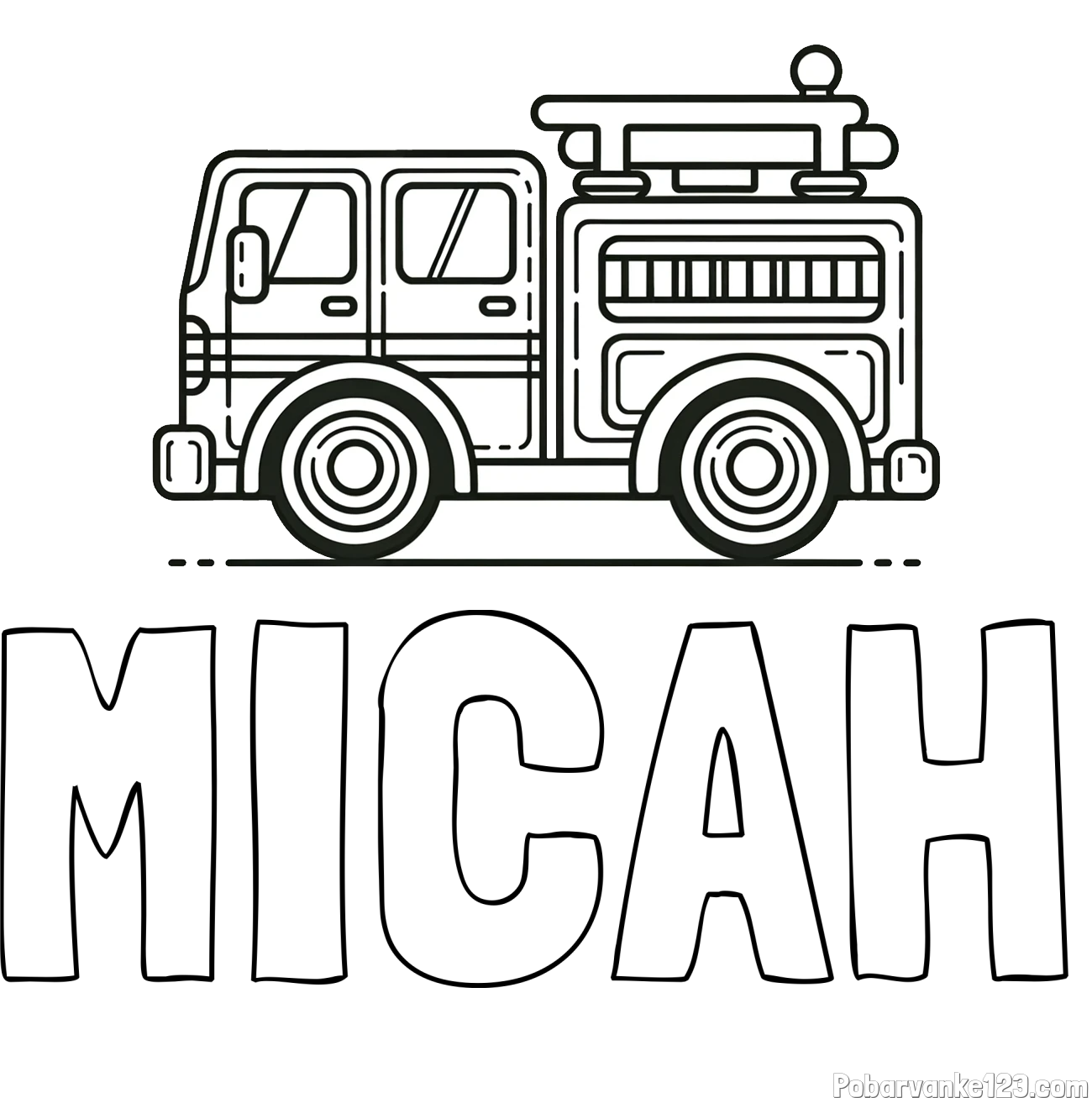 Pobarvanka imena MICAH in lepa pobarvnak gasilskega avta