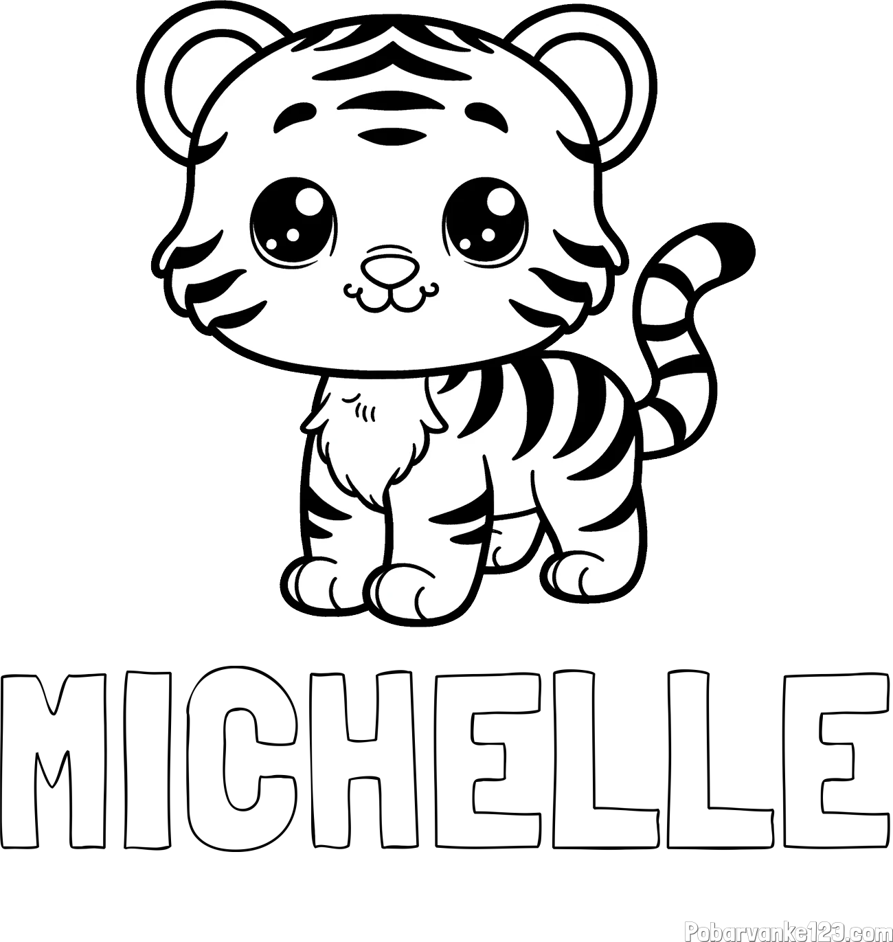 Pobarvanka imena MICHELLE in pobarvanka ljubkega tigrčka
