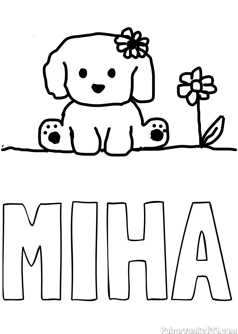 Pobarvanka imena MIHA in KUŽIKA