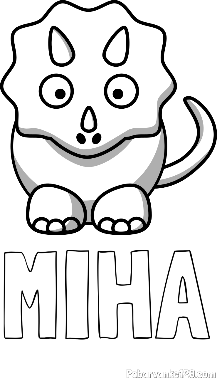 Pobarvanka imena MIHA in pobarvanka dinozavra triceratops