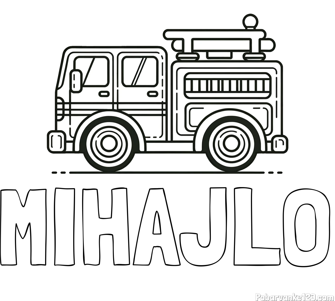 Pobarvanka imena MIHAJLO in lepa pobarvnak gasilskega avta