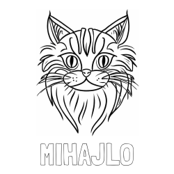 Pobarvanka imena MIHAJLO in pobarvanka mačje glave
