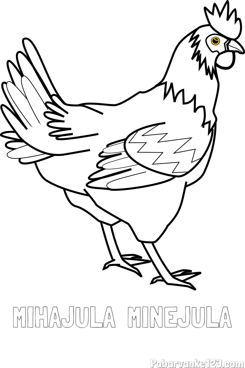 Pobarvanka imena MIHAJULA - MINEJULA in pobarvanka kokoške