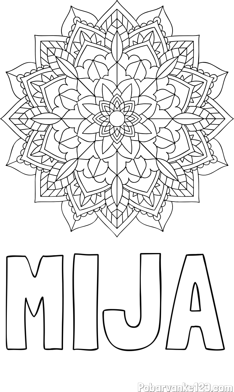Pobarvanka imena MIJA in Čudovita pobarvanka mendale