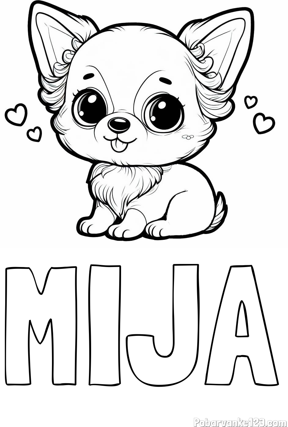 Pobarvanka imena MIJA in pobarvanka čivave