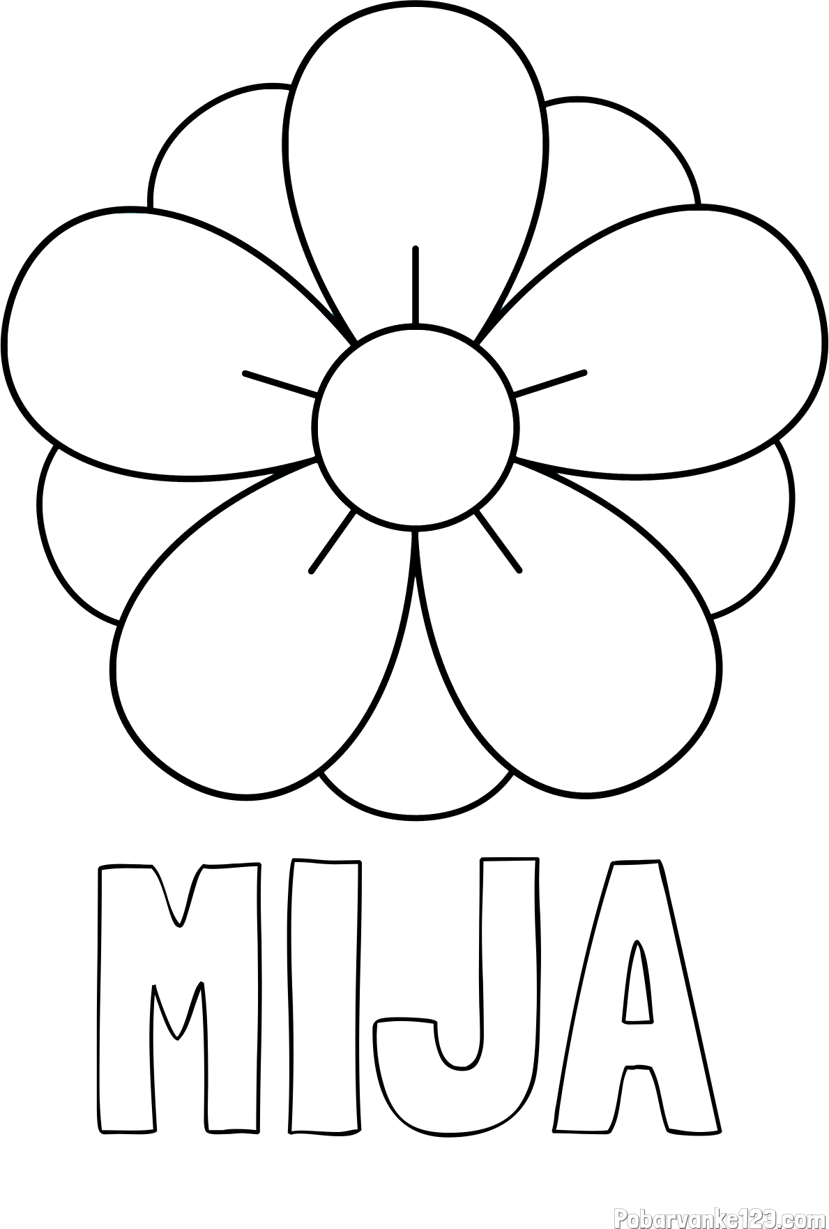 Pobarvanka imena MIJA in pobarvanka lepega cveta