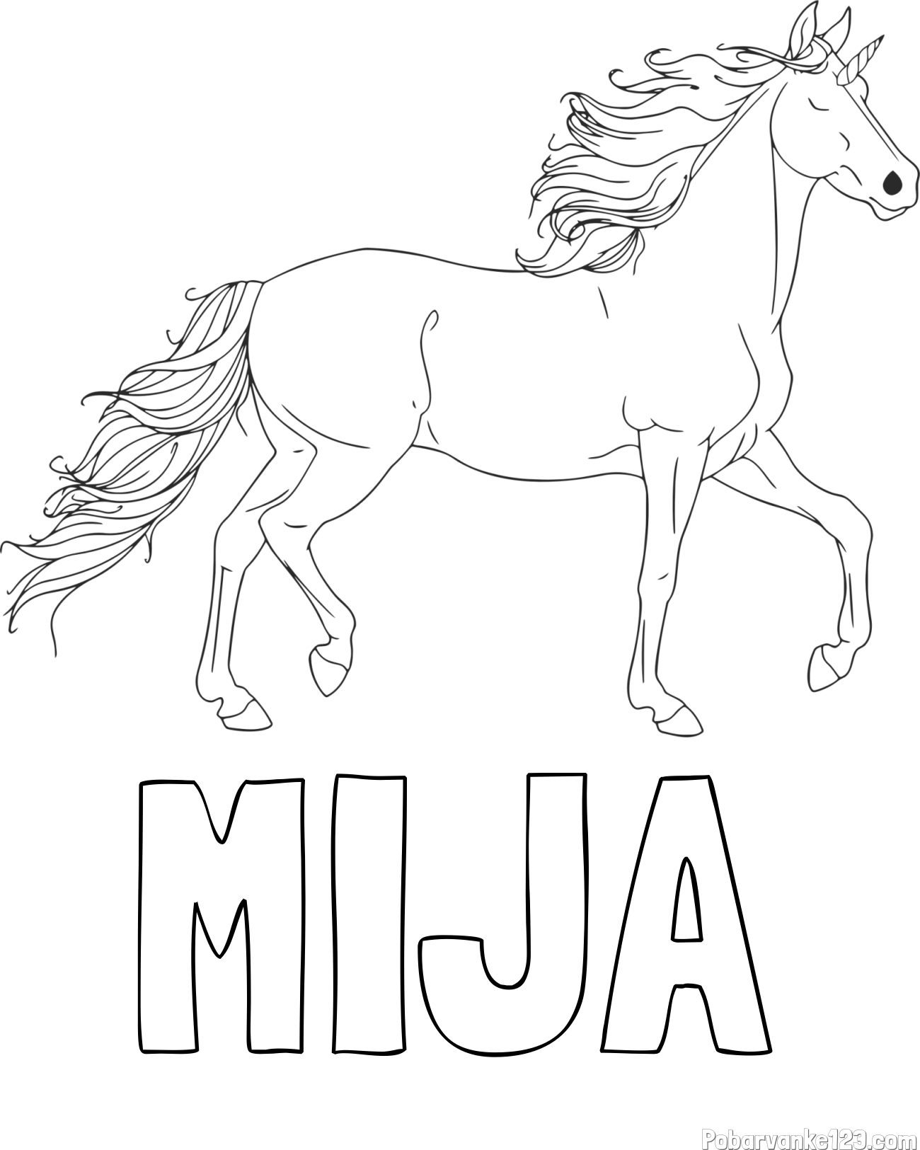Pobarvanka imena MIJA in samorog